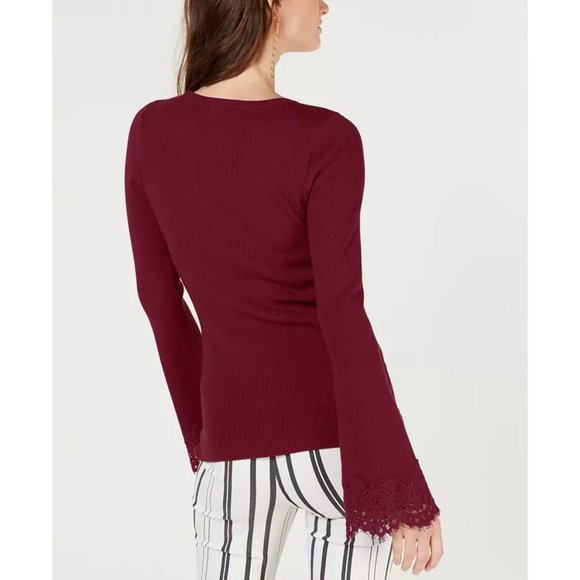 NWT Womens Size XL INC International Concepts Lace-Hem Bell-Sleeve Sweater - Picture 2 of 2